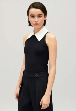 Debardeur Col Chemise Marine^Claudie Pierlot Clearance