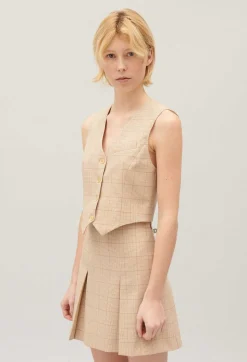 Gilet Costume Carreaux Beige^Claudie Pierlot Flash Sale