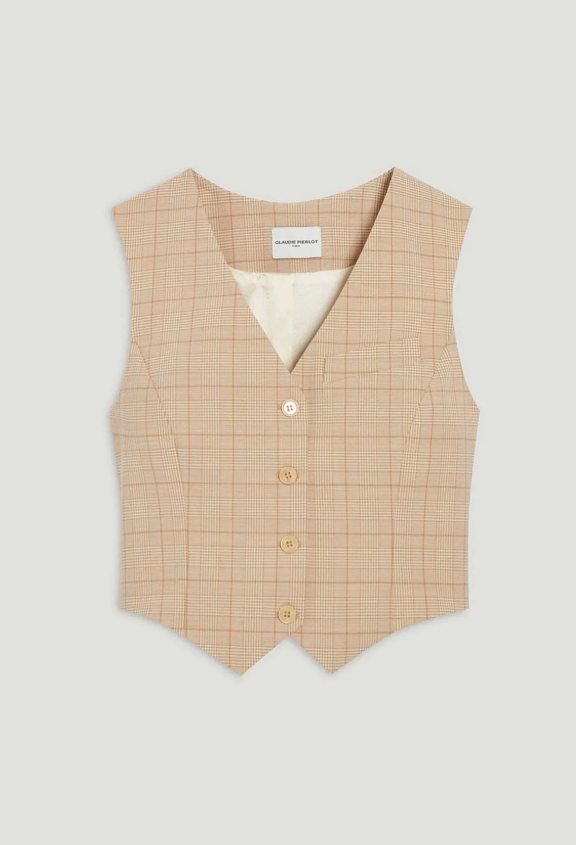 Gilet Costume Carreaux Beige^Claudie Pierlot Flash Sale