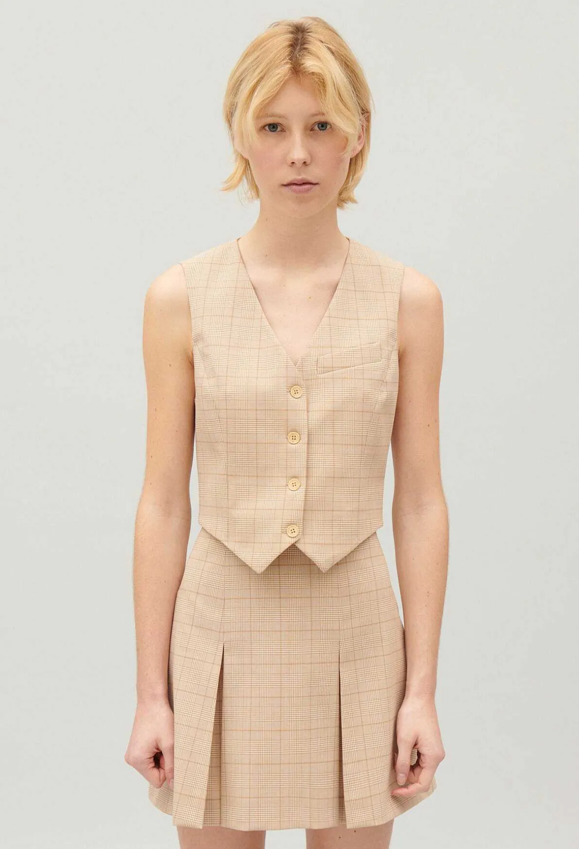 Gilet Costume Carreaux Beige^Claudie Pierlot Flash Sale