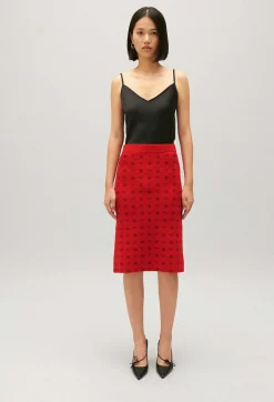 Jupe Mi-Longue Maille Rouge^Claudie Pierlot Outlet