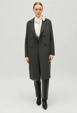 Manteau Laine Double Face Gris Chine^Claudie Pierlot Sale