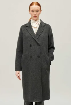 Manteau Laine Double Face Gris Chine^Claudie Pierlot Sale
