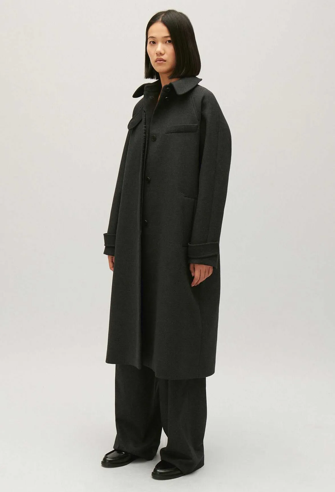 Manteau Mi-Long Laine Gris Chine^Claudie Pierlot Sale