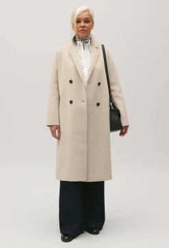 Manteau Mi-Long Laine Melangee Beige^Claudie Pierlot Clearance