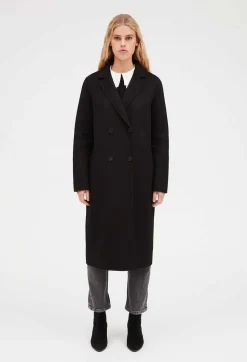 Manteau Noir Droit Mi-Long^Claudie Pierlot Outlet