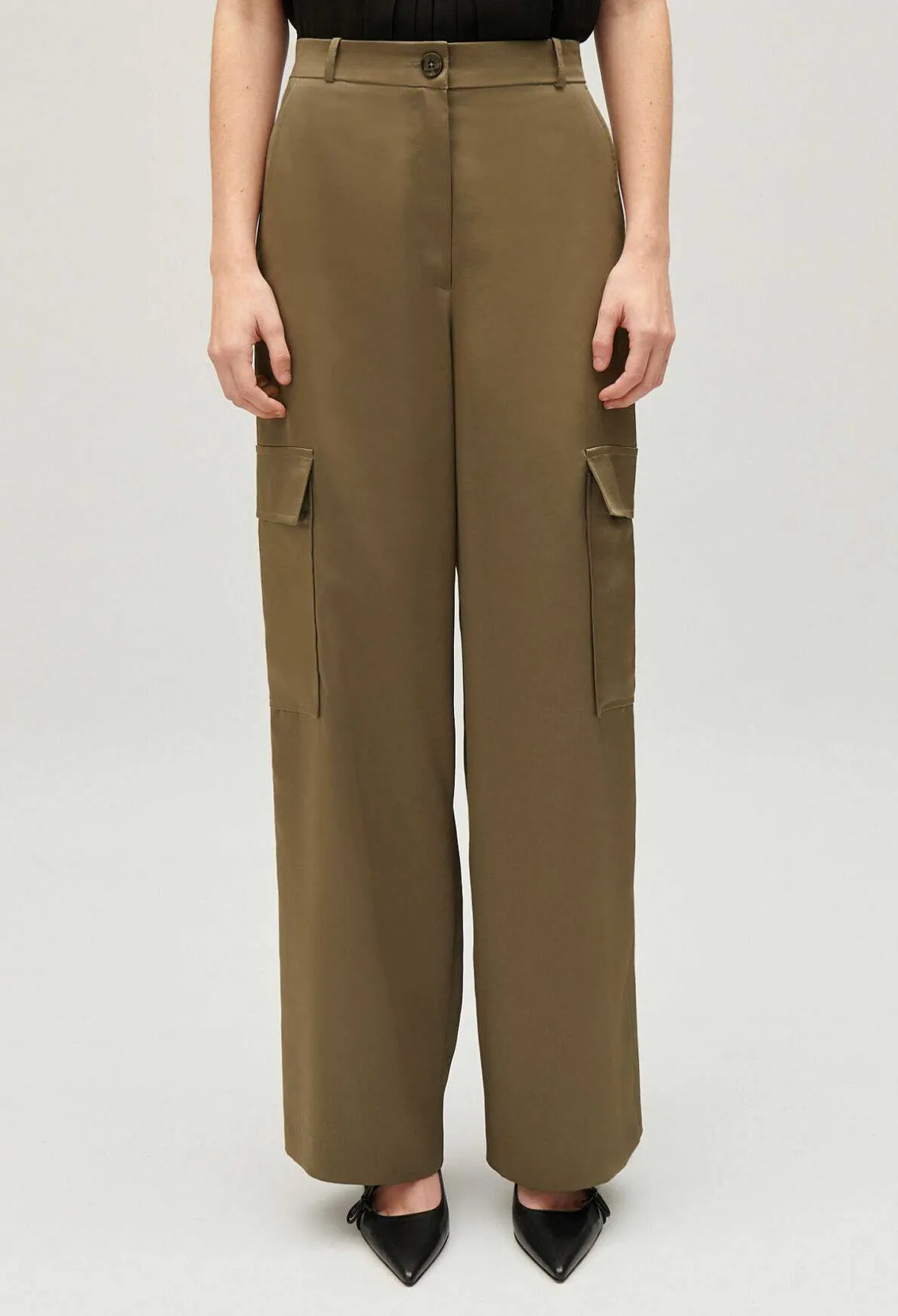 Pantalon Fluide Satine Cargo Kaki^Claudie Pierlot Flash Sale