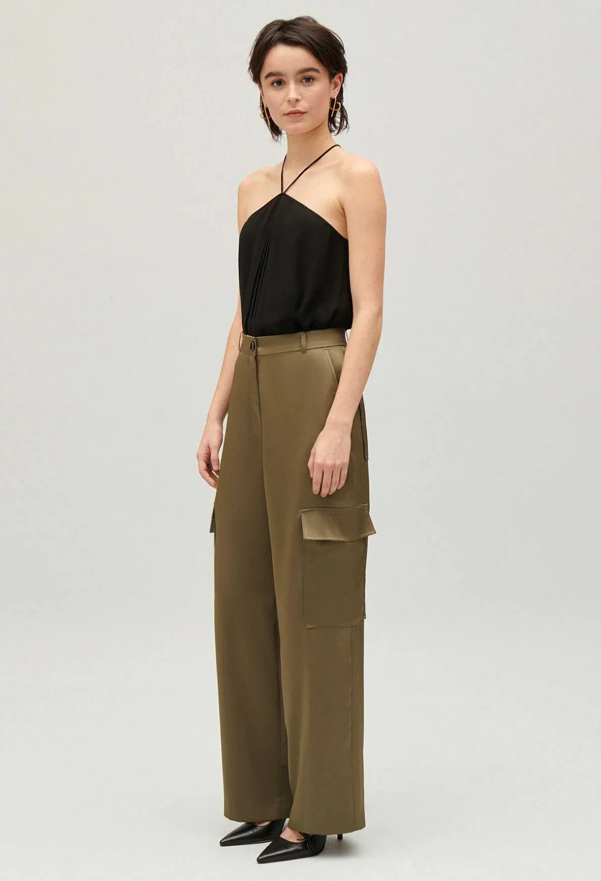 Pantalon Fluide Satine Cargo Kaki^Claudie Pierlot Flash Sale