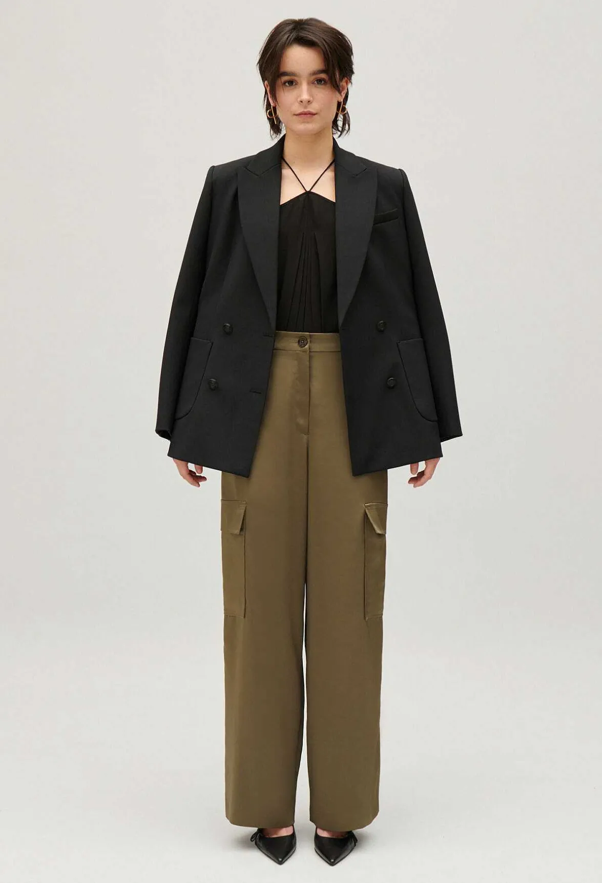 Pantalon Fluide Satine Cargo Kaki^Claudie Pierlot Flash Sale