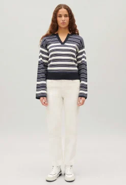 Pull Col Tunisien Marine Ecru^Claudie Pierlot Store