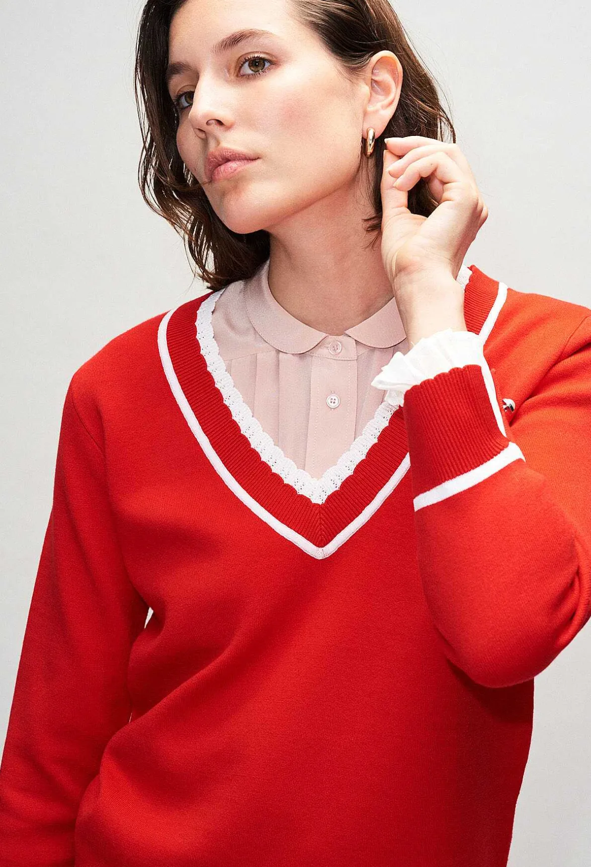 Pull 2 En 1 Col V A Bandes Contrastees^Claudie Pierlot Best
