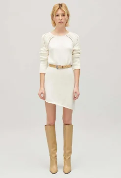 Robe Courte Asymetrique Maille Ecrue^Claudie Pierlot Sale