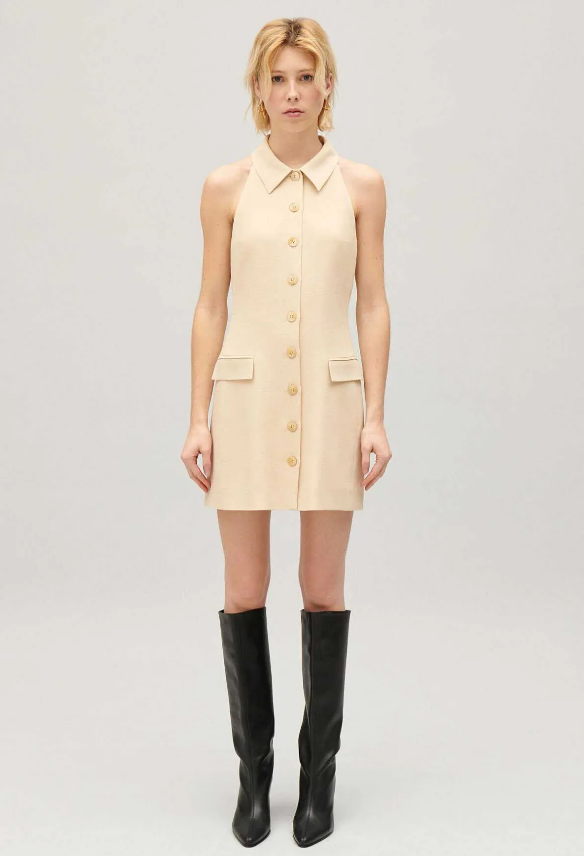 Robe Courte Boutons Beige^Claudie Pierlot Cheap