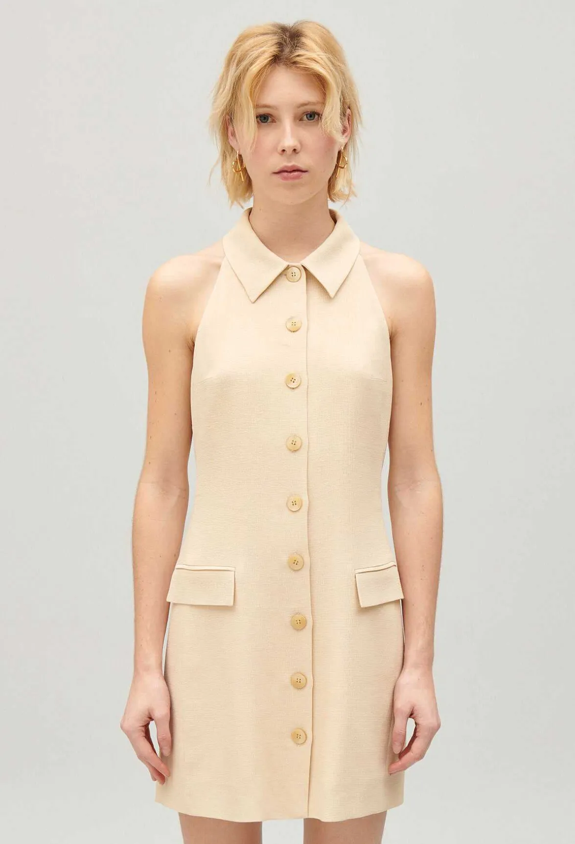 Robe Courte Boutons Beige^Claudie Pierlot Cheap