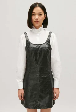 Robe Courte Chasuble Cuir Noir^Claudie Pierlot Cheap