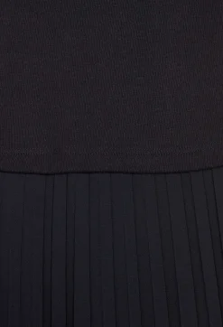 Robe Midi Bi-Matiere Noire Et Marine^Claudie Pierlot Store