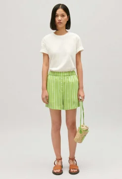 Short Fluide Rayures Matcha^Claudie Pierlot Shop