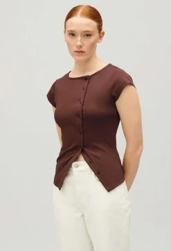 Top Boutonne Asymetrique Marron^Claudie Pierlot Online