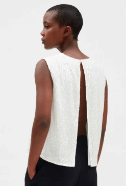 Top Sans Manches Sequins Ecru^Claudie Pierlot Store