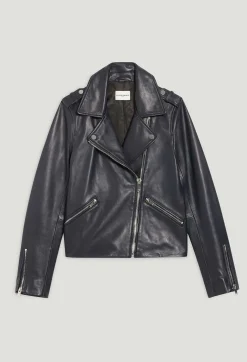 Veste En Cuir Lisse Bleu Marine^Claudie Pierlot Outlet